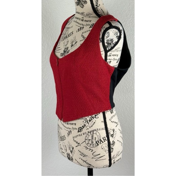 Bebe Vintage Y2K Women's Front Zip Red Vest Rodeo Western Coyote Ugly, size 10 - Picture 4 of 9